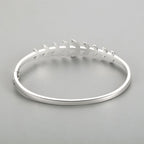 S925 Silver Bracelet Leaf Oval Open-ended