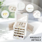 Large Jewelry Boxe 5 Layers 4 Drawers Jewelry Box with Handle 