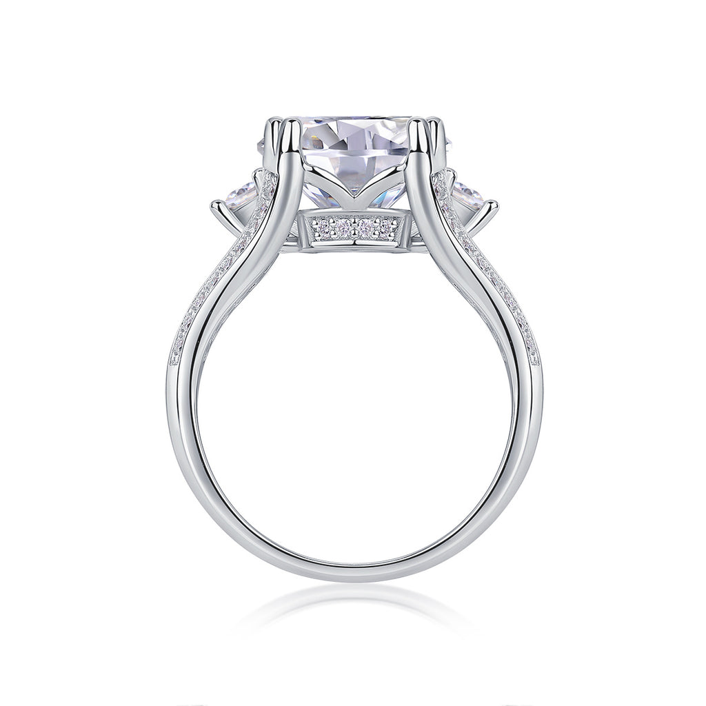 Elegant Radiance - 5-carat Moissanite S925 Sterling Silver And Platinum-plated Diamond Ring