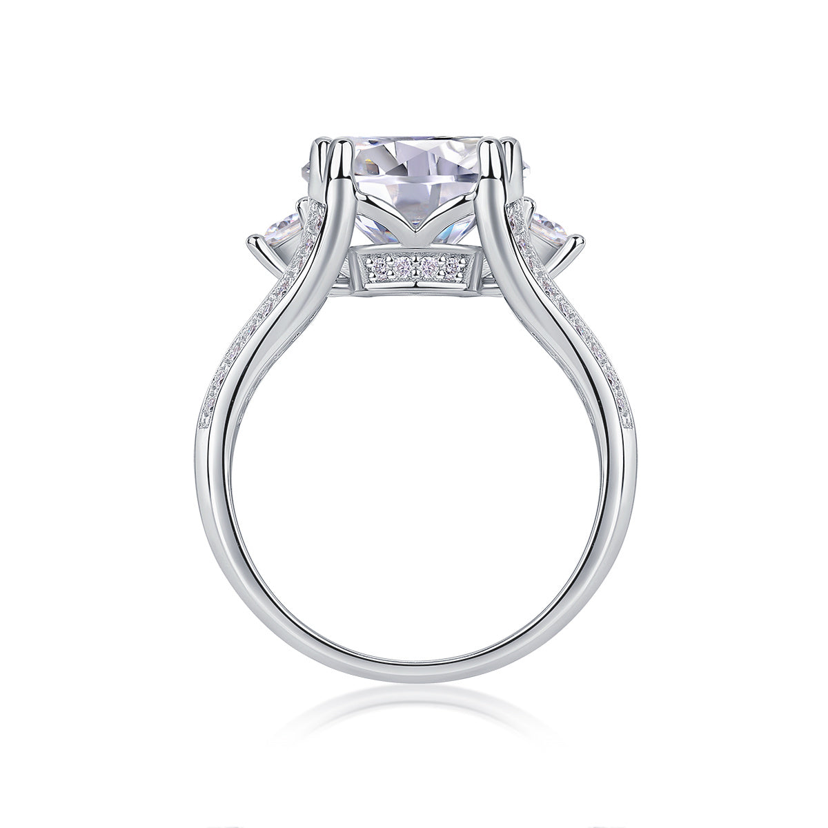 Elegant Radiance - 5-carat Moissanite S925 Sterling Silver And Platinum-plated Diamond Ring