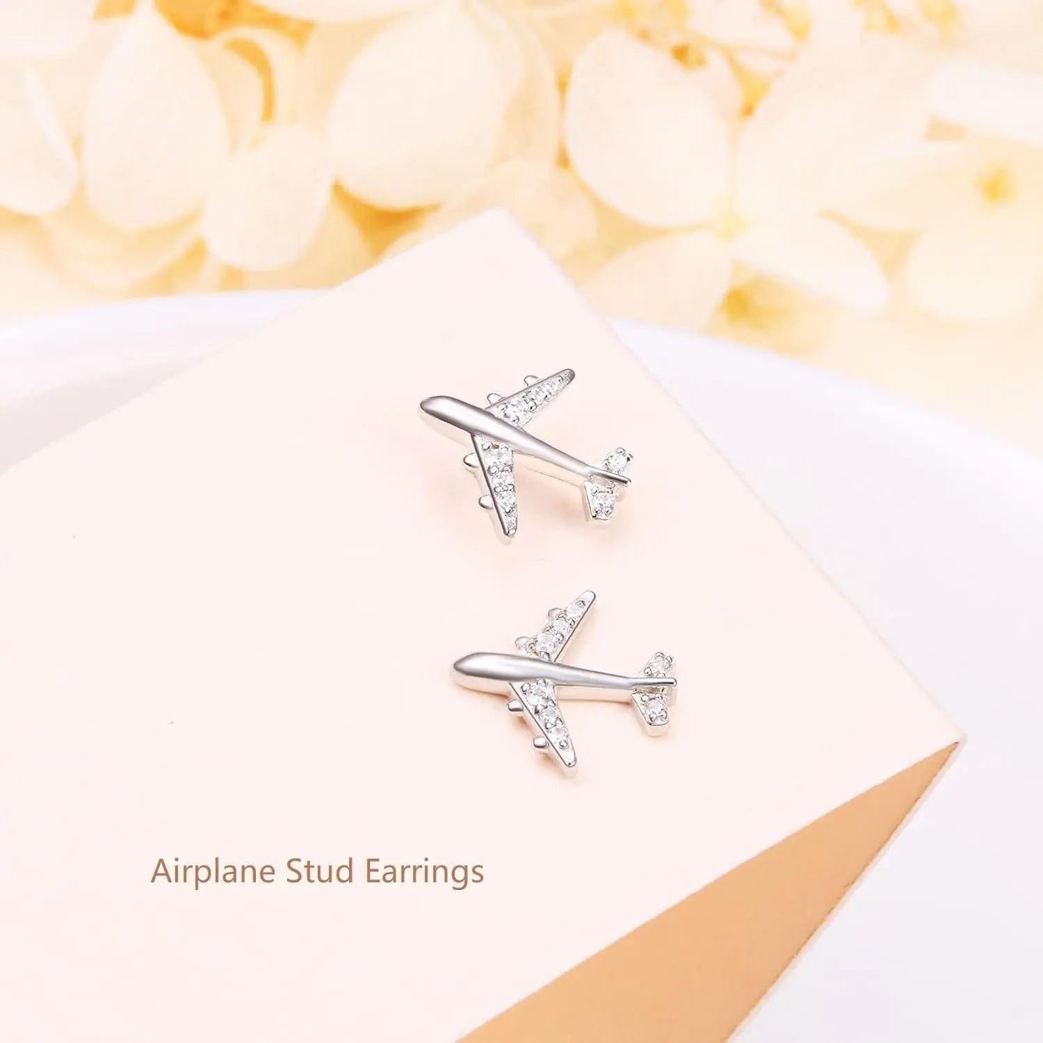 Airplane Earrings 925 Sterling Silver Dangle Drop Stud Earrings