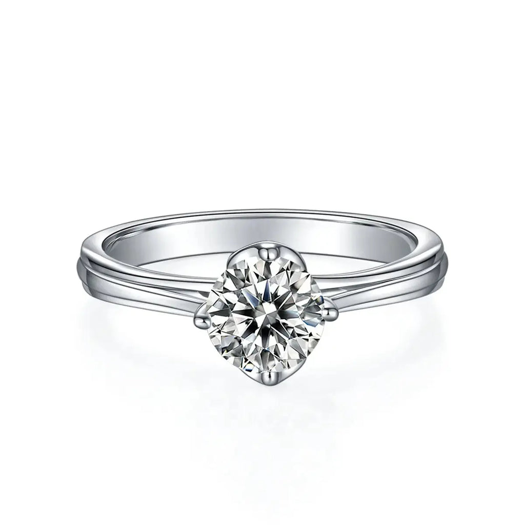 1-carat Luxury And Fashionable Light Luxury Jewelry Silver Ring Set With Top-quality Moissanite, S925 Silver Plated Platinum NP Collection