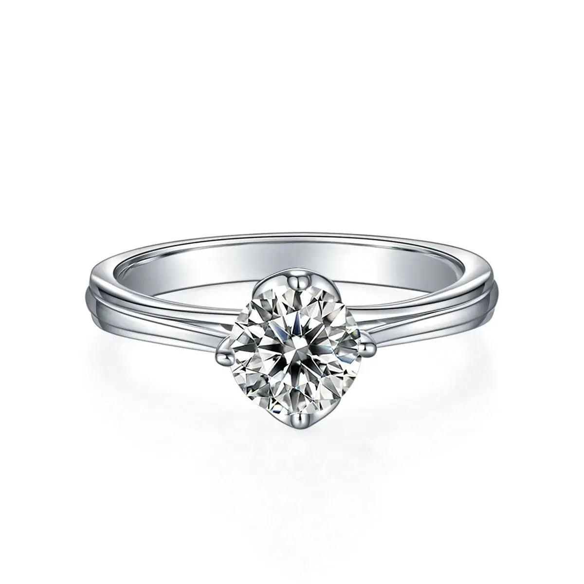 1-carat Luxury And Fashionable Light Luxury Jewelry Silver Ring Set With Top-quality Moissanite, S925 Silver Plated Platinum NP Collection