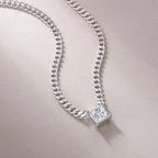 1Zhang Yang - A Fashionable And Luxurious Diamond Jewelry Pendant Set With Square Moissanite S925 Sterling Silver NP Collection