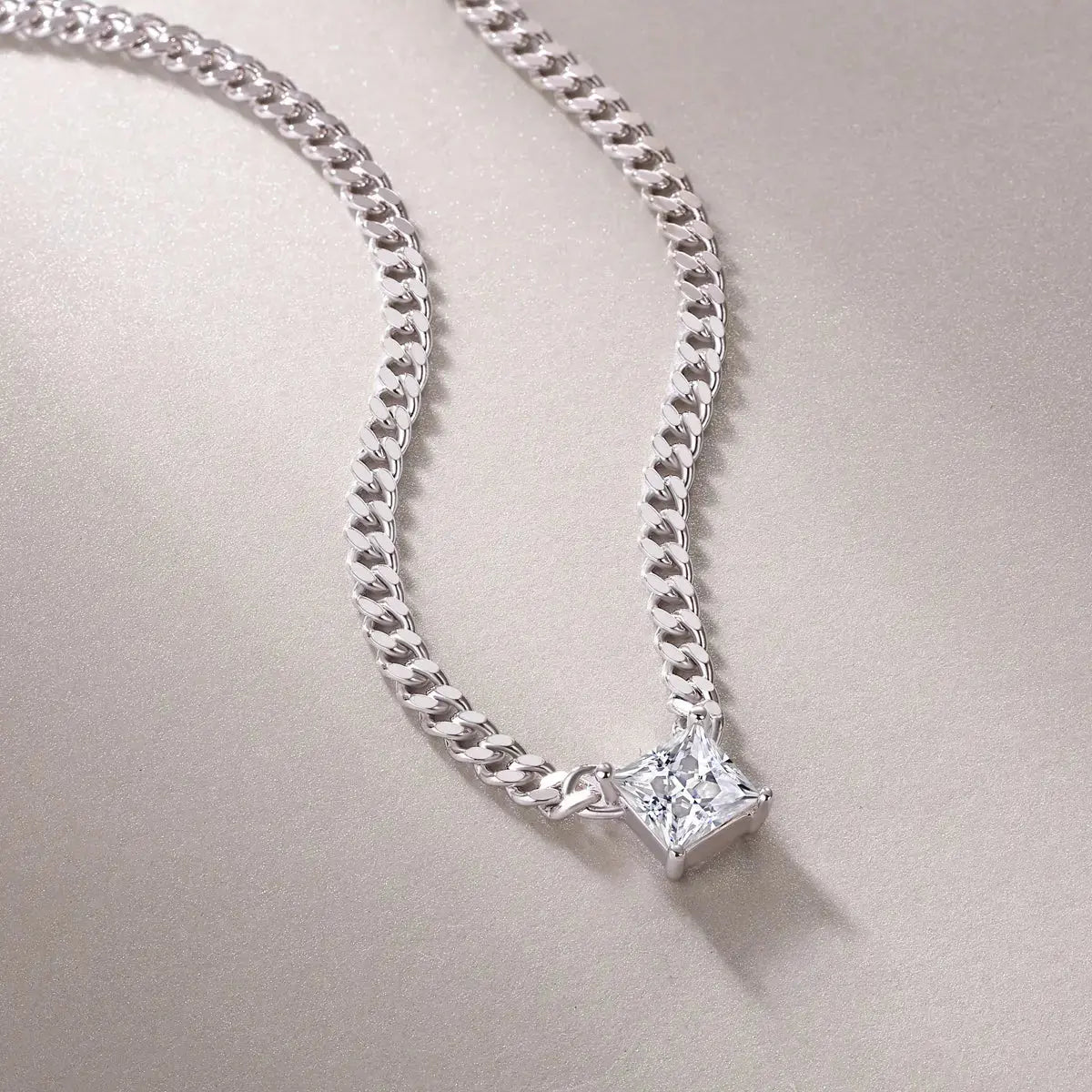 1Zhang Yang - A Fashionable And Luxurious Diamond Jewelry Pendant Set With Square Moissanite S925 Sterling Silver NP Collection