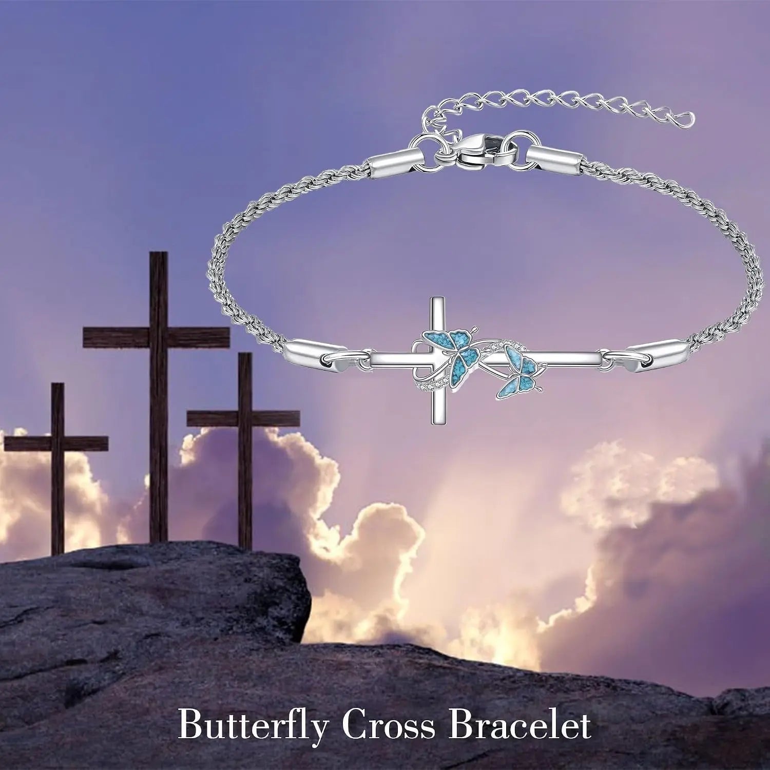 Cross Bracelet 925 Sterling Silver Turquoise 