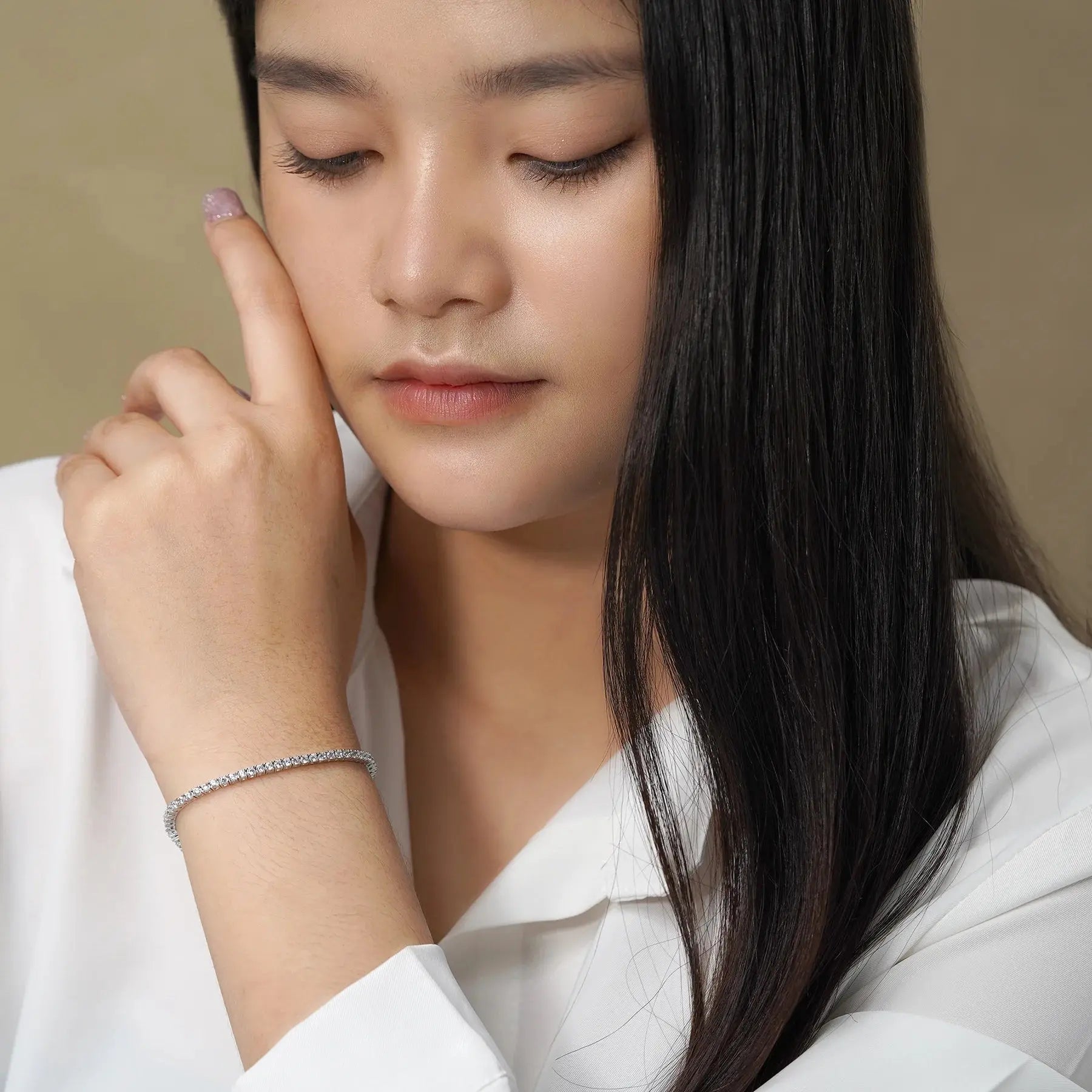 3 Carat round Cut Moissanite Tennis Bracelet 
