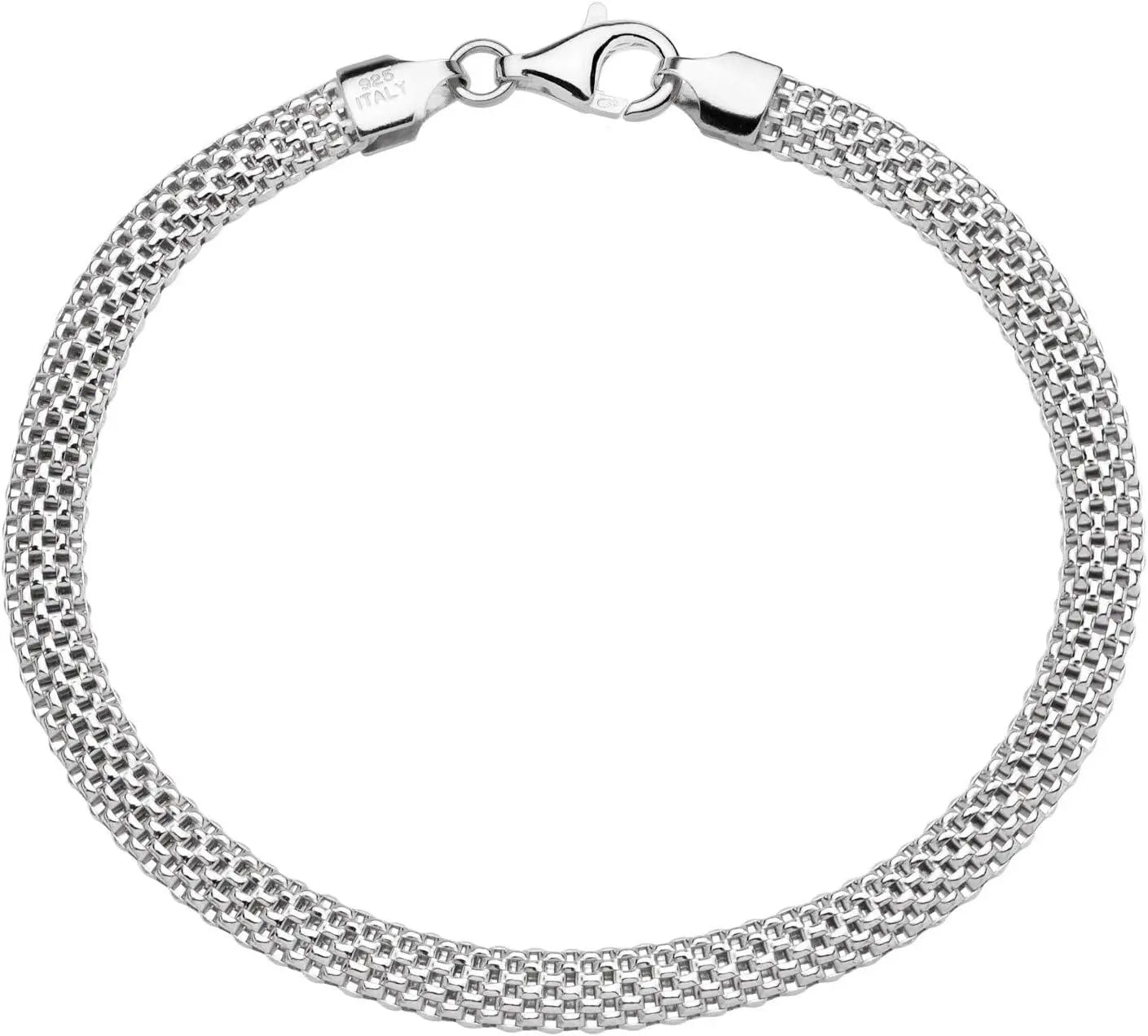 Miabella 925 Sterling Silver Italian 5Mm Mesh Link Chain Bracelet 