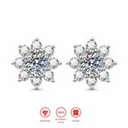 1CT Moissanite Snowflake Sunflower Earrings 925 Silver