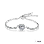 Simple All-match Sterling Silver Moissanite Heart Bracelet