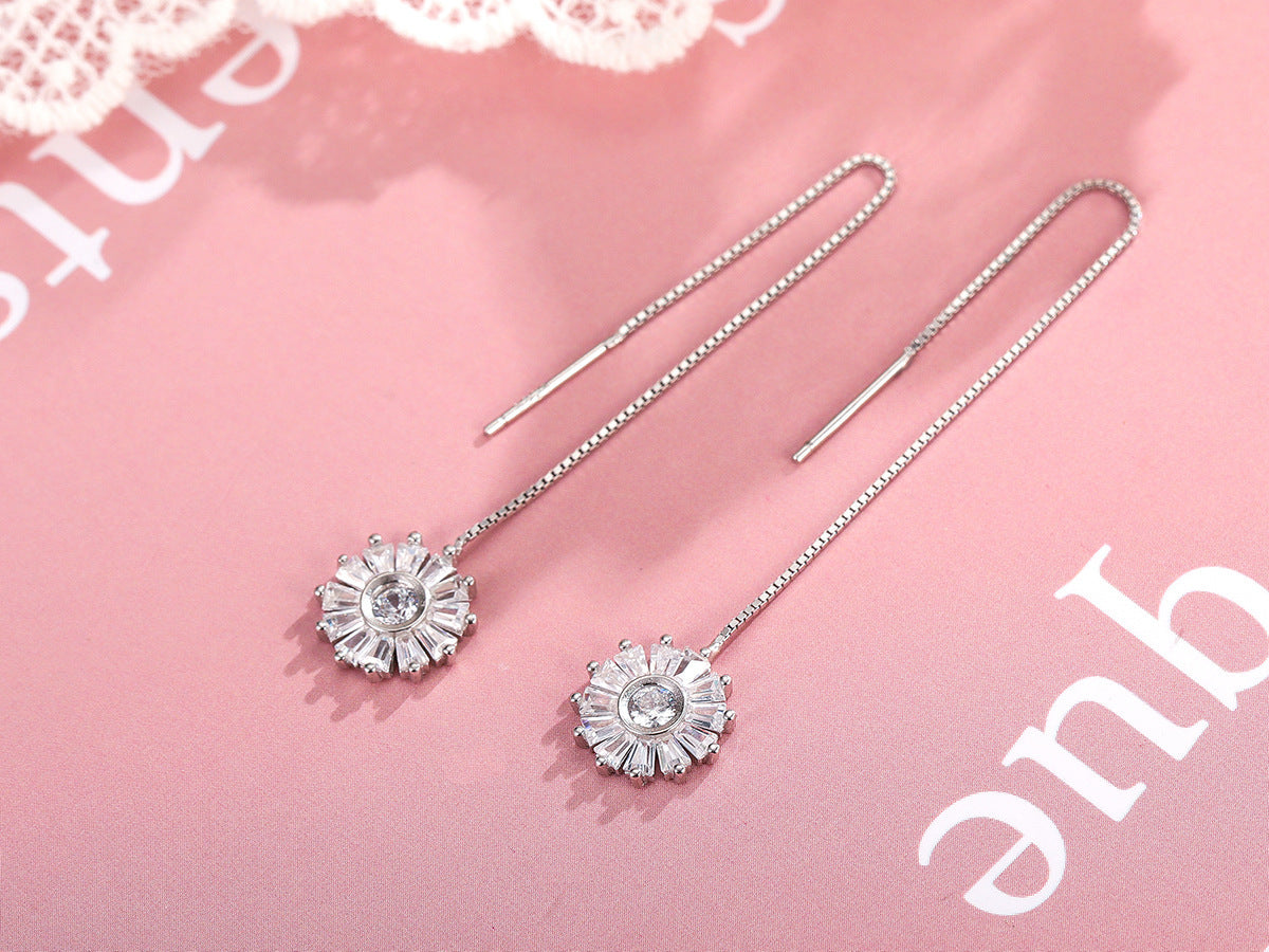 Diamond Christmas Snowflake Tassel Earrings