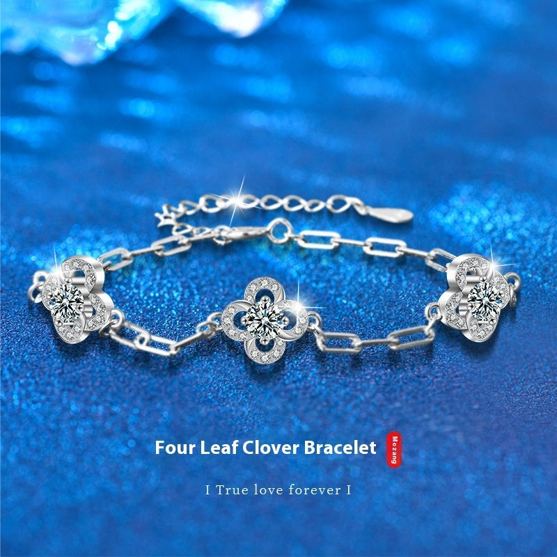 S925 Sterling Silver Clover Bracelet Does Not Fade