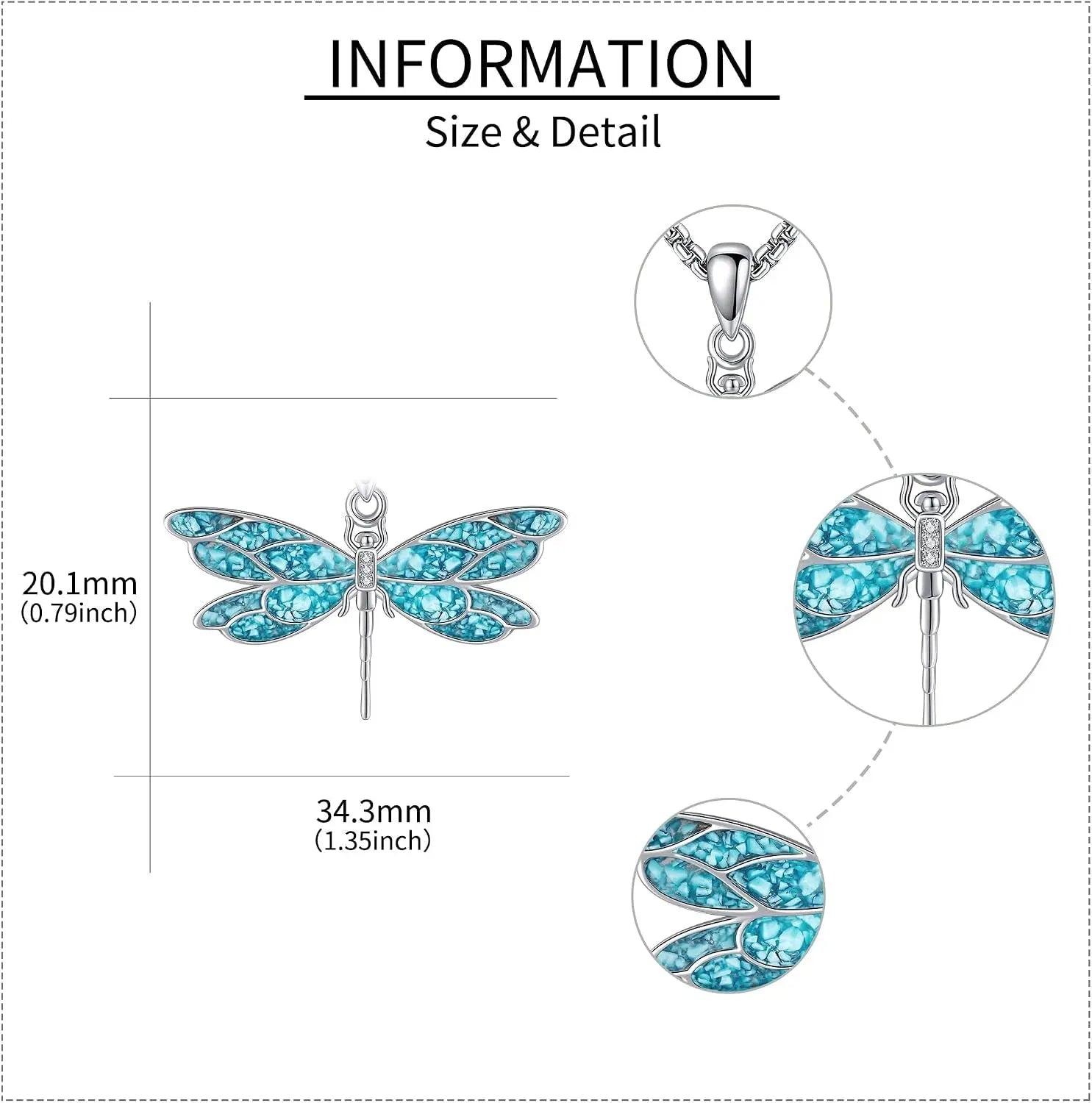 Turquoise Necklace Dragonfly 925 Sterling Silver 