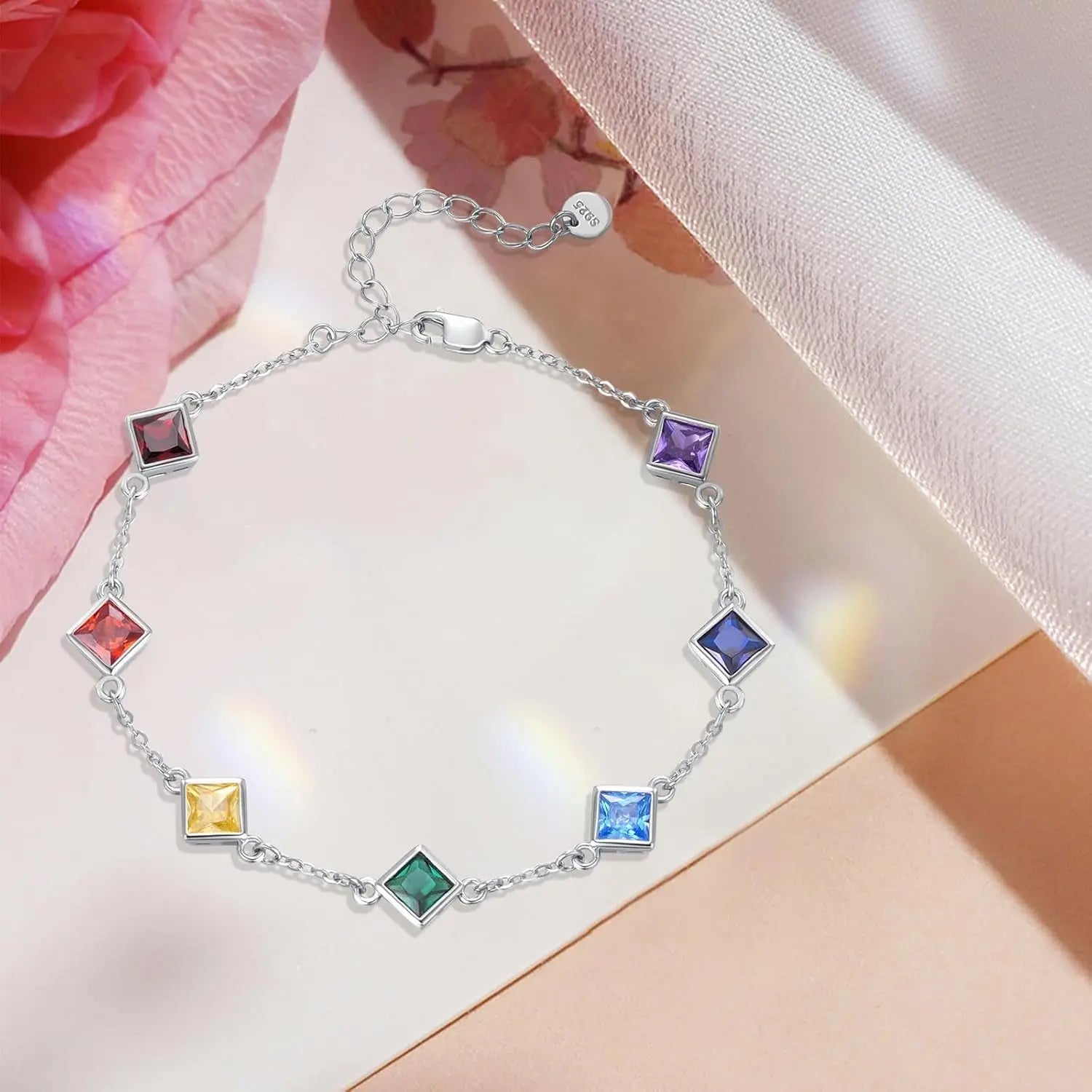 Sterling Silver Multicolor Bracelet 