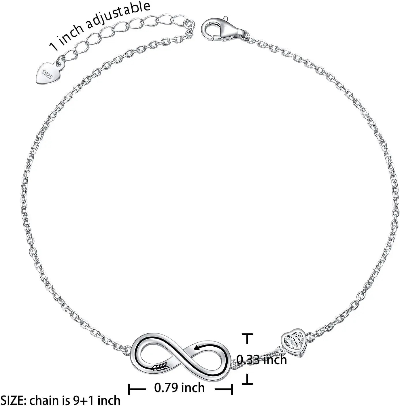 925 Sterling Silver Anklet Adjustable 