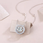 1Mobius - a Fashionable and Luxurious Diamond Jewelry Piece Set with 1-Carat Moissanite S925 Sterling Silver and Platinum-Plated Pendant Prohibit Tk Sales