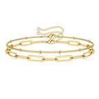 Dainty Gold Bracelets For Women, 14K Gold Filled Adjustable Layered Bracelet Cute Evil Eye Oval Chain Pearl Bar Turtle Gold Bracelet