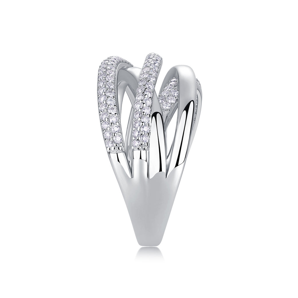 Brilliant Interweaving - Moissanite S925 Sterling Silver And Platinum-plated Diamond