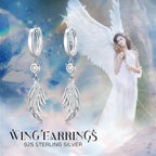925 Sterling Silver Angel Wings Dangle Earrings
