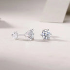 1Guardian Classic – Six-Claw Luxury Fashion Diamond Stud Earrings Inlaid with Moissanite, Silver Jewelry NP Collection