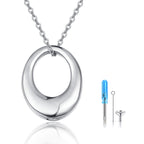 Oval Ashes Necklace Cremation Jewelry Urn 925 Sterling Silver Necklace