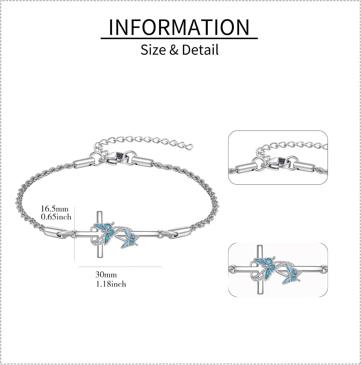 Cross Bracelet 925 Sterling Silver Turquoise 