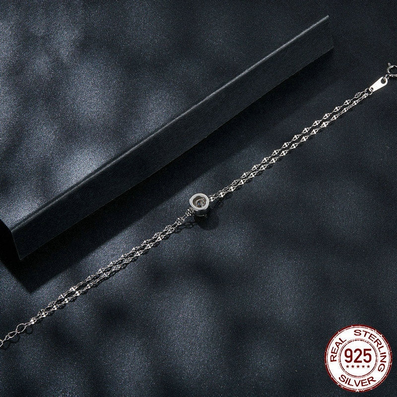 S925 Sterling Silver 50 Points Moissanite Double Layer Bracelet