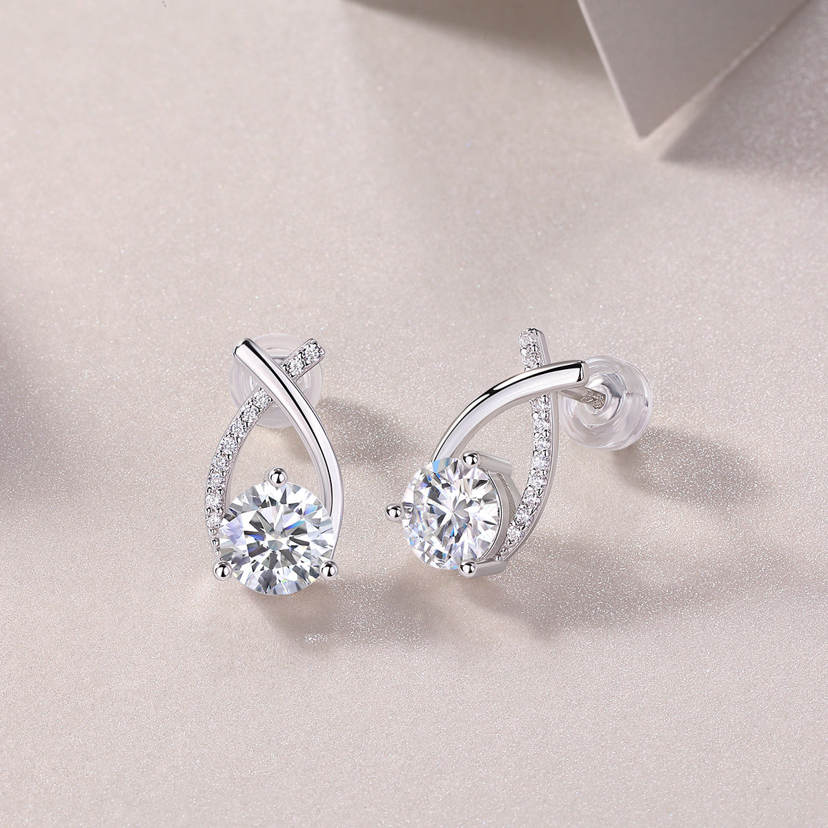 Happy Encounter - 1-carat Moissan Diamond S925 Sterling Silver And Platinum-plated Stud Earrings