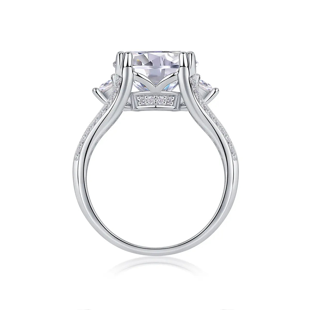 1Elegant Radiance - Ring with 5-Carat Moissanite S925 Sterling Silver and Platinum-Plated Diamond 