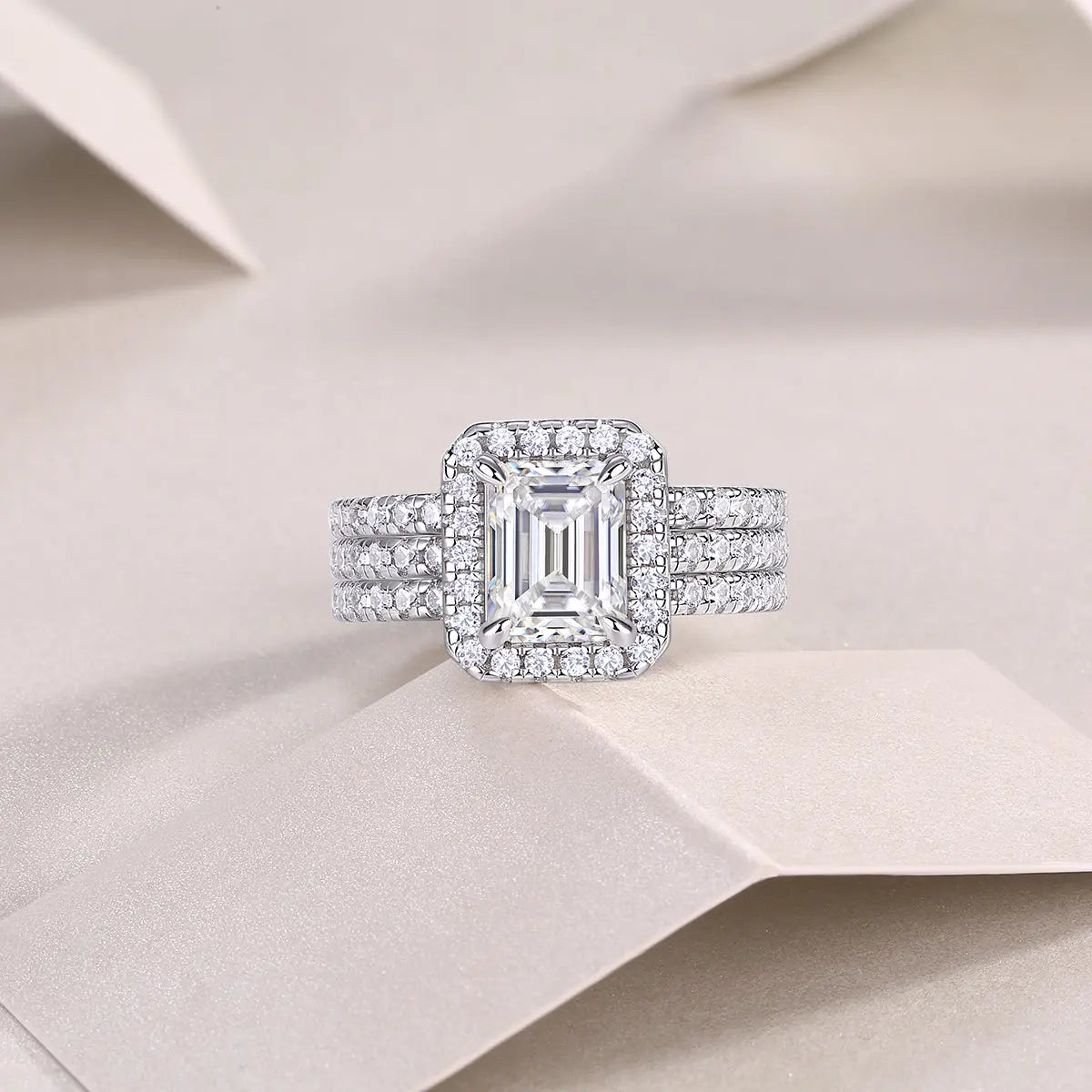Simple And Elegant -  Moissanite S925, Silver And Platinum-plated Diamond Wedding Ring. The Ring Can Be Inspected With A Diamond Pen NP Collection