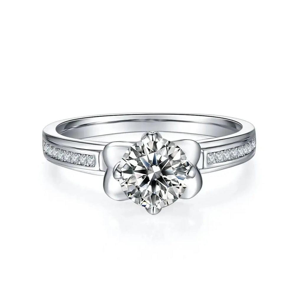 1-carat Luxury And Fashionable Light Luxury Jewelry Silver Ring Set With Top-quality Moissanite, S925 Silver Plated Platinum NP Collection