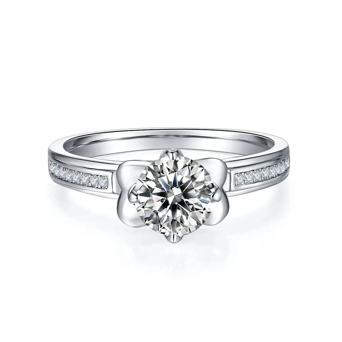 1-carat Luxury And Fashionable Light Luxury Jewelry Silver Ring Set With Top-quality Moissanite, S925 Silver Plated Platinum NP Collection