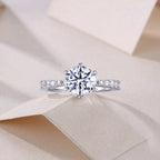 Large Diamond Moissanite Silver  Ring 