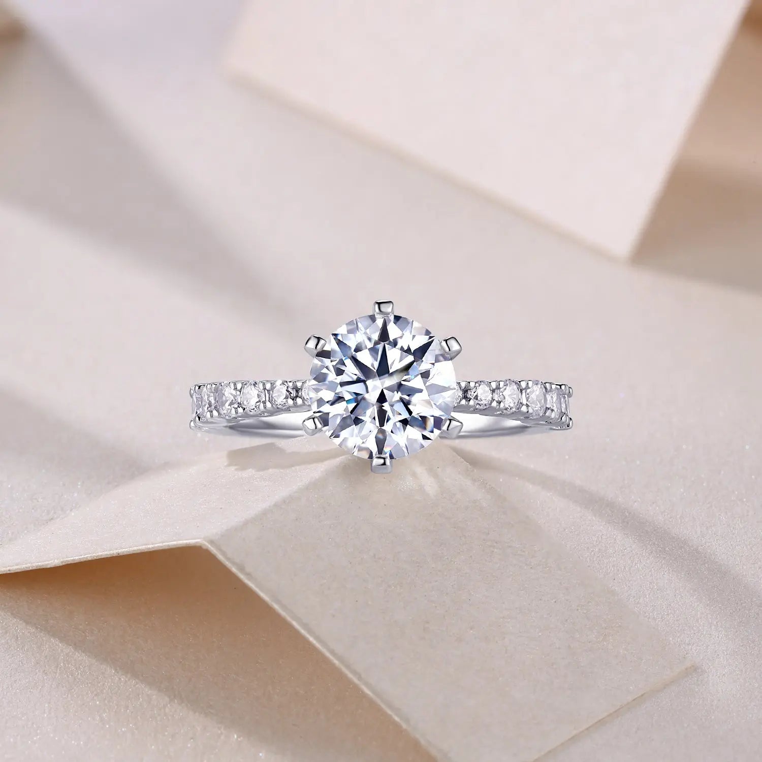 Large Diamond Moissanite Silver  Ring 