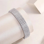 Shining And Simple - Luxurious And Fashionable Light Luxury Jewelry And Silver Bracelet Set With Top-quality Moissanite, S925 Silver-plated Platinum NP Collection