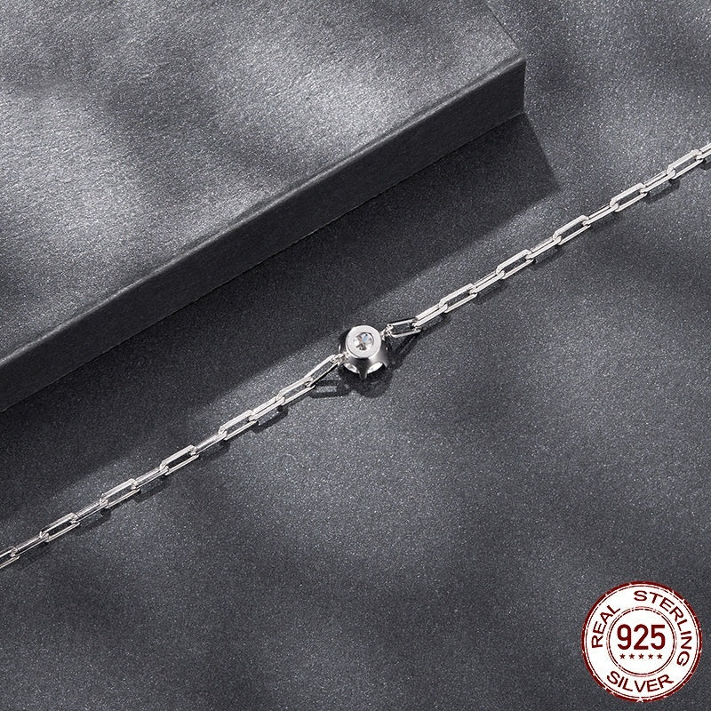 D Color 1 Karat Moissanite Bracelet Women's Simple S925 Sterling Silver Bracelet