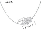 S925 Sterling Silver Jewelry Sideways Hamsa Hand Choker Necklace 14+4"