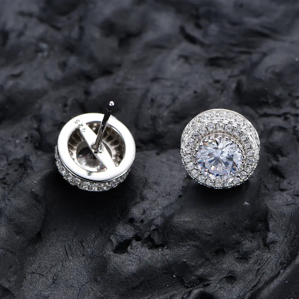 Pair Hip Hop Wedding Zircon Stud Earrings