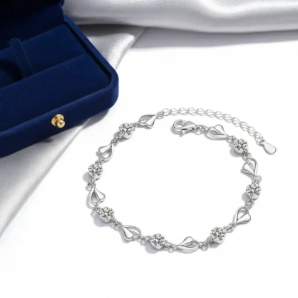 Heart Moissanite Bracelet Silver 