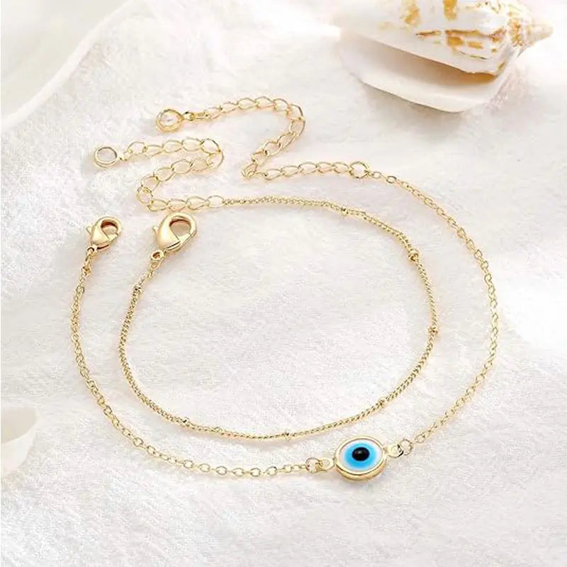 Dainty Gold Bracelets For Women, 14K Gold Filled Adjustable Layered Bracelet Cute Oval Chain  Bar Gold Bracelet