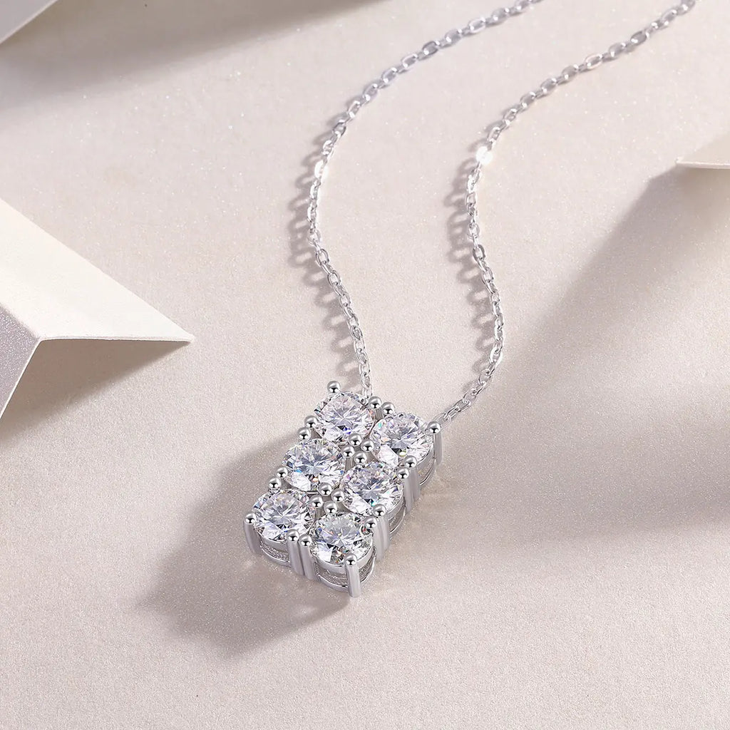 1Grand round Diamond Jewelry Piece Set with 0.5-Carat and 0.3-Carat Moissan Diamonds, S925 Sterling Silver and Platinum-Plated Pendant