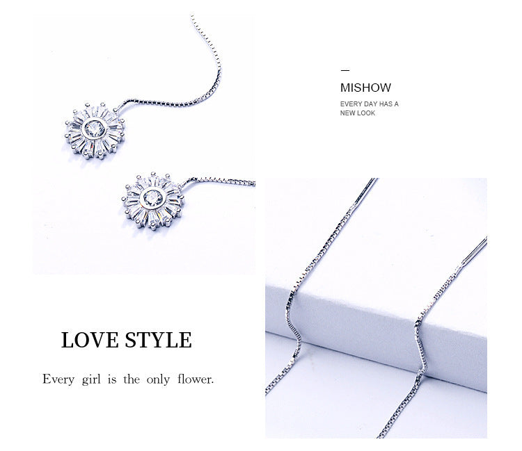 Diamond Christmas Snowflake Tassel Earrings