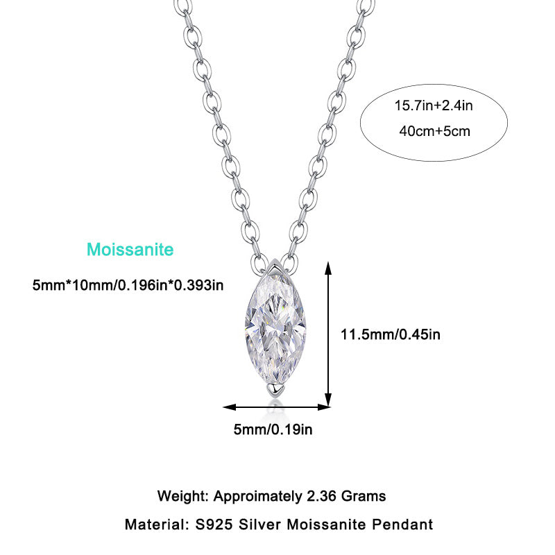 Moissanite S925 Sterling Silver And Platinum-plated Diamond In The Shape Of A Horse's Eye