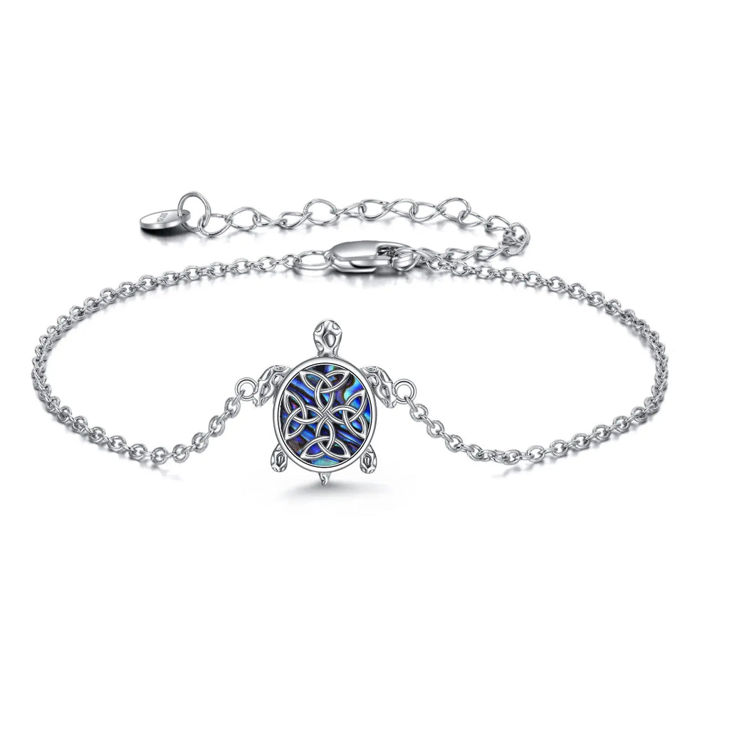 Sterling Silver Abalone Sea Turtle Adjustable Ankle Jewelry NP Collection