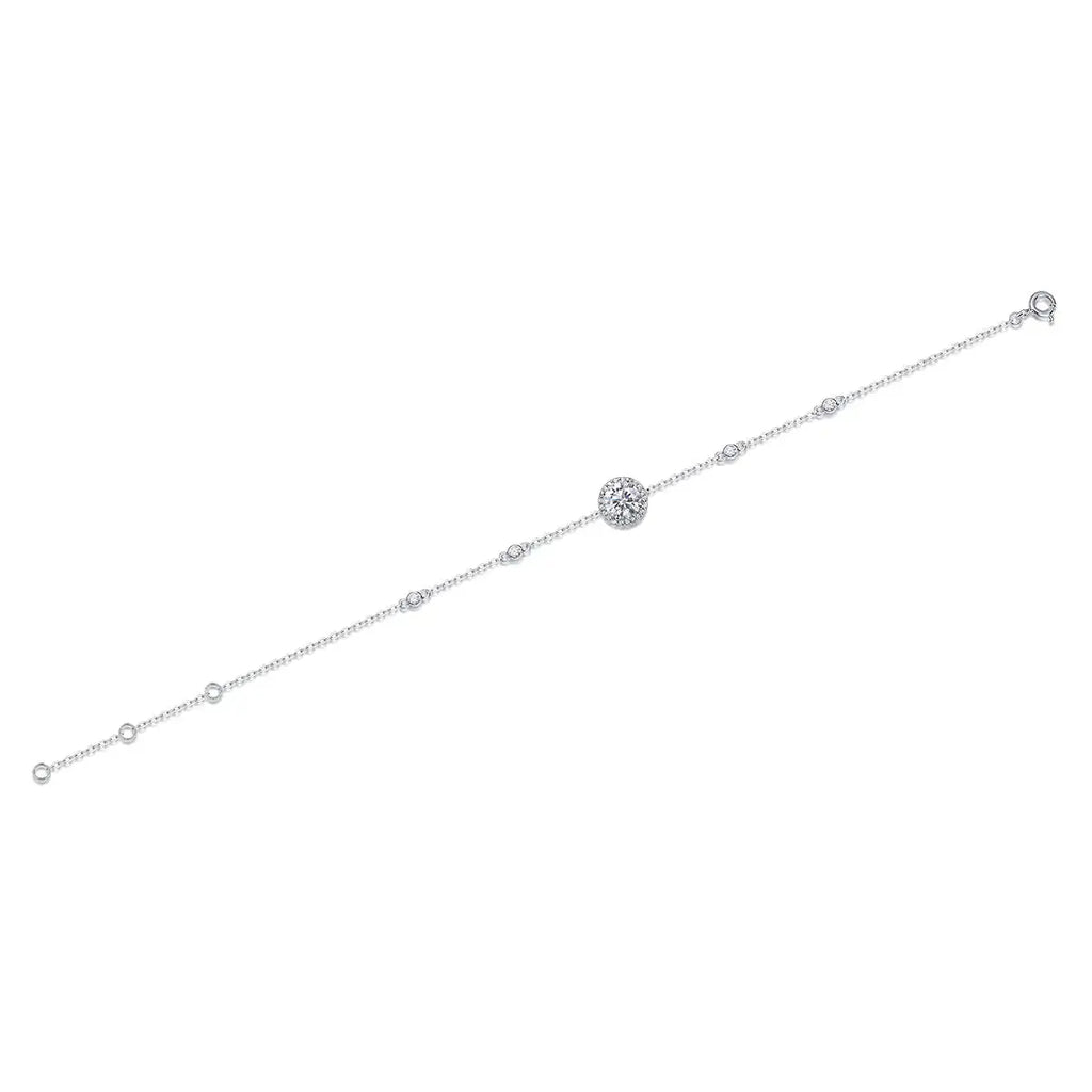 Harmonious And Brilliant - Set With Top-quality Moissanite, Luxurious And Fashionable Light Luxury Jewelry Silver Bracelet S925, Silver-plated Platinum NP Collection