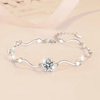 Simple Womens 1-Carat Moissanite Snowflake Bracelet In Sterling Silver