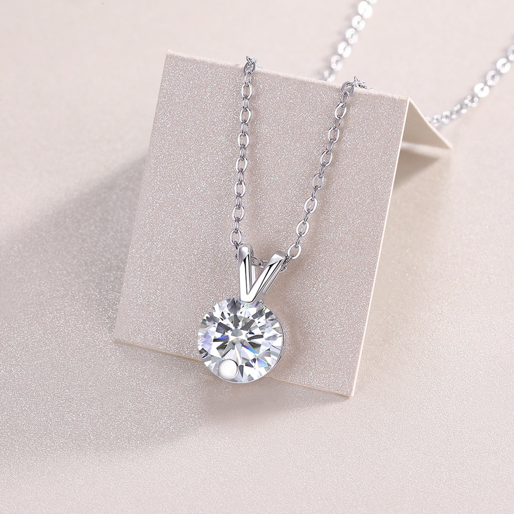 V-shaped - 2-carat Moissan Diamond S925 Sterling Silver And Platinum-plated Pendant