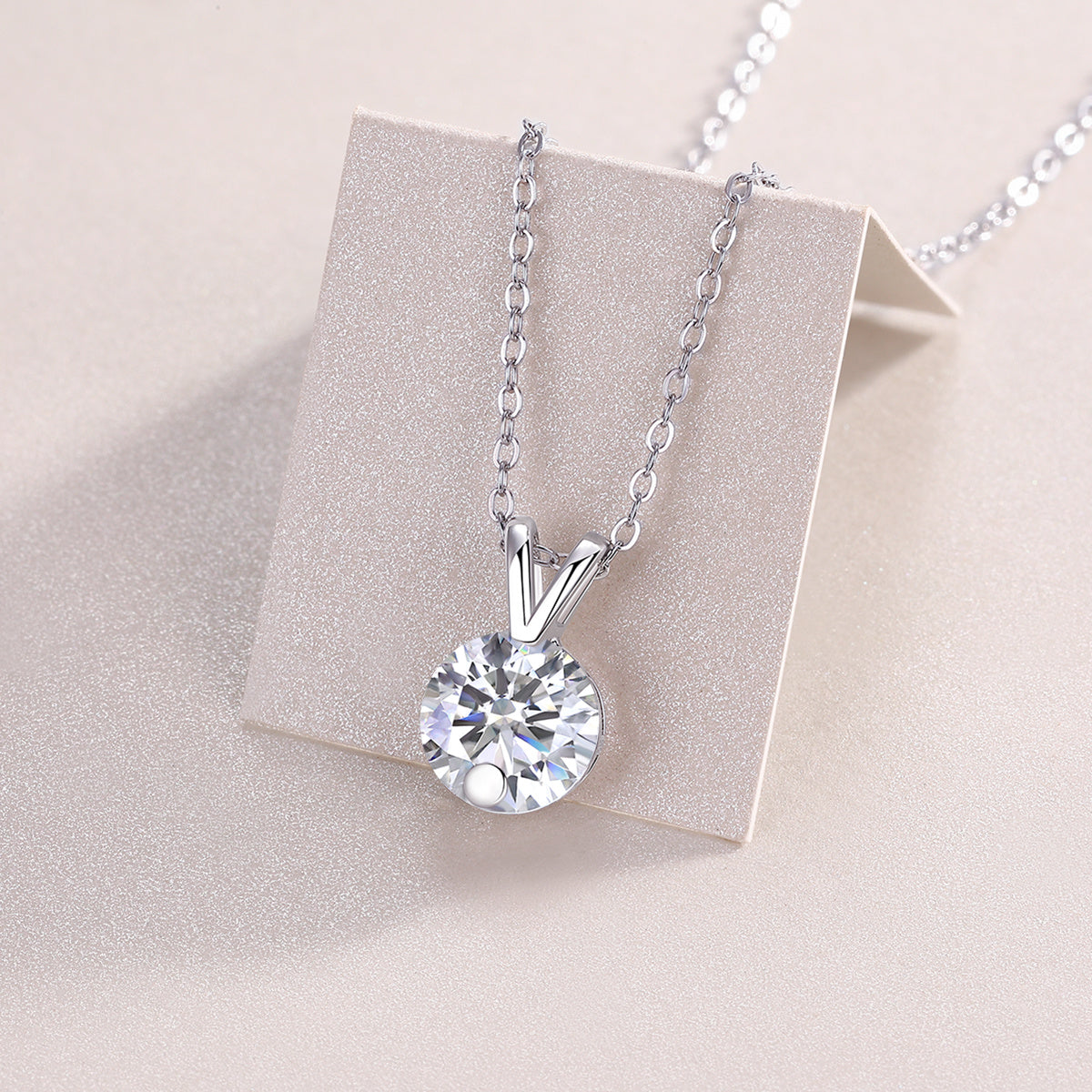 V-shaped - 2-carat Moissan Diamond S925 Sterling Silver And Platinum-plated Pendant