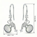 925 Sterling Silver Elegant Silver Bow Drop Earrings with Milky Moonstones and Sparkling Accents