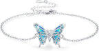 925 Sterling Silver Bracelets Adjustable Opal Butterfly